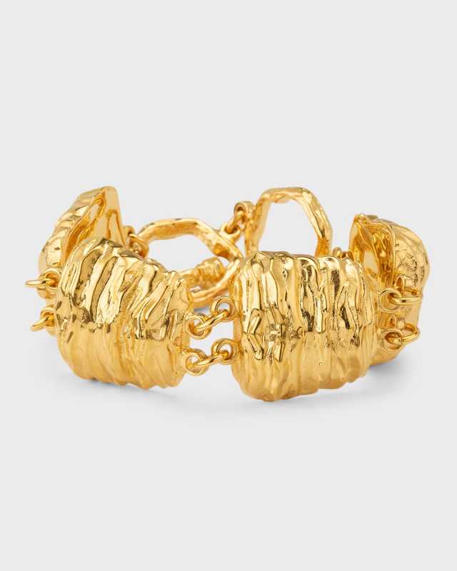 Moon Brass Nugget Toggle Bracelet