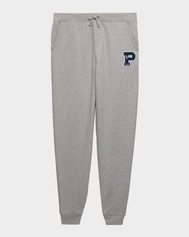 Boy's Fleece Joggers W/ Logo-Print Athletic Patch, Size S-XL