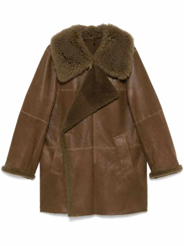 asymmetric shearling coat