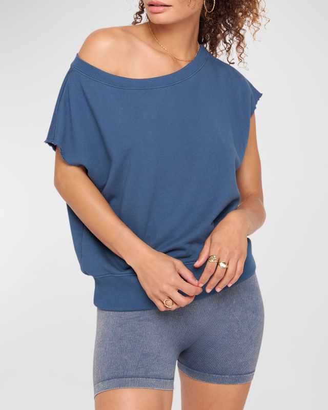 La Vida One-Shoulder Short-Sleeve Pullover Top