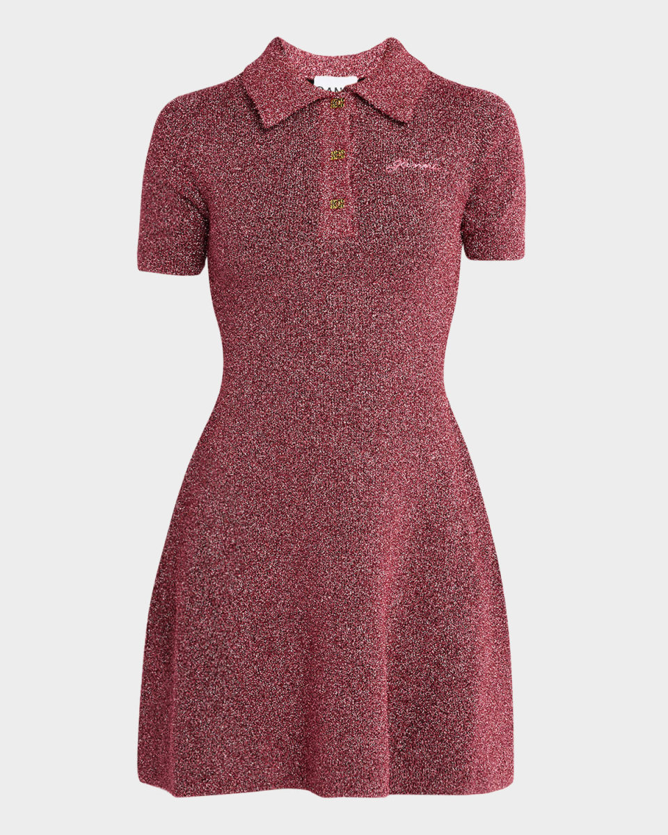 Sparkle Double-Face Mini Polo Dress