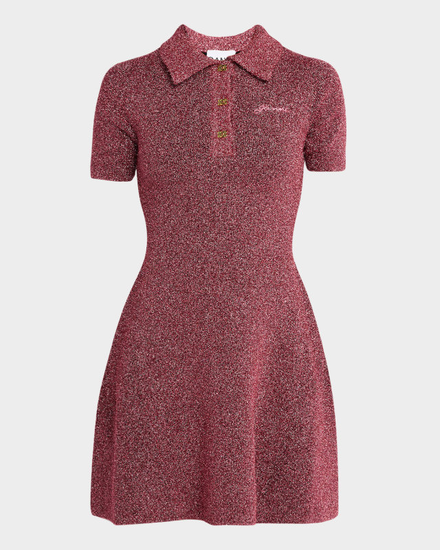 Sparkle Double-Face Mini Polo Dress