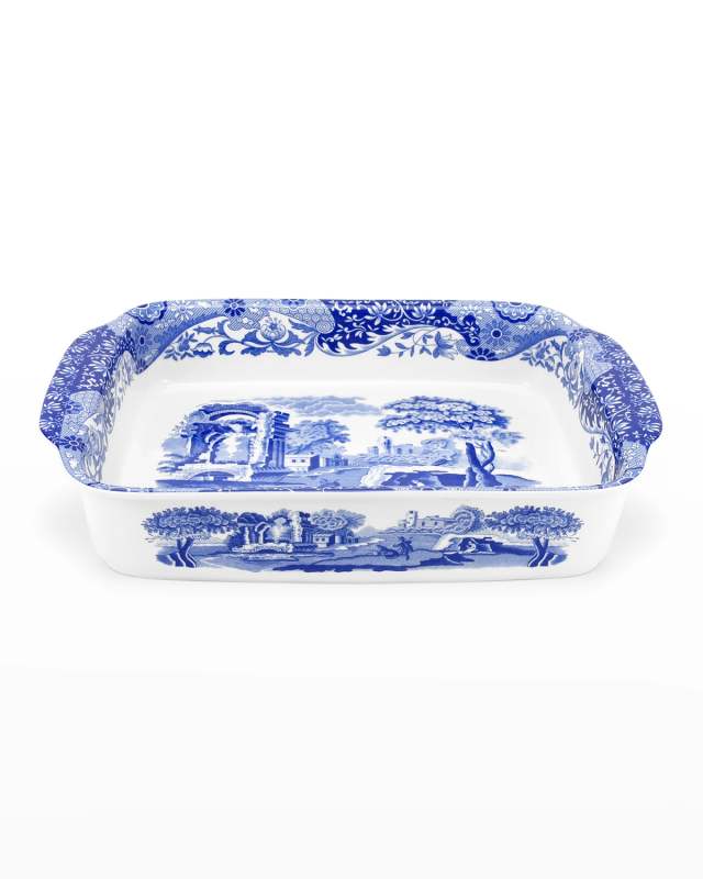 Blue Italian Rectangular Handled Dish