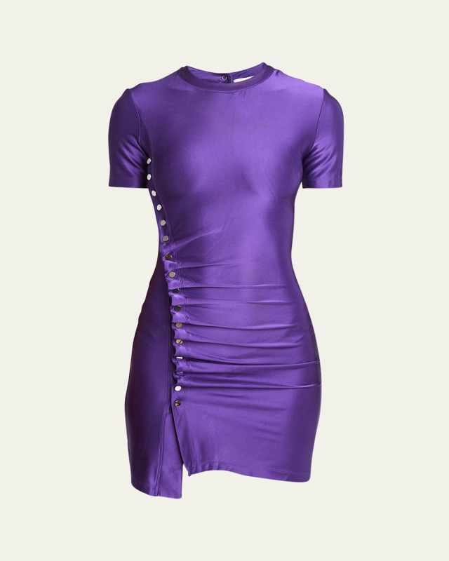 Side Button Snap Body-Con Mini Dress