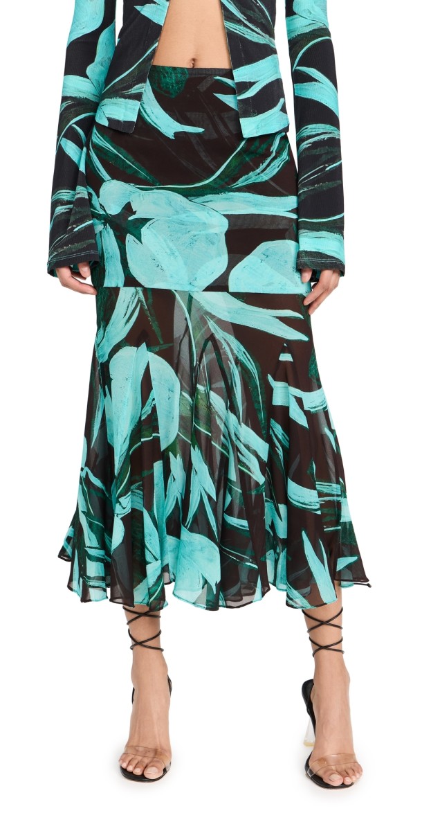 Louisa Ballou Sundown Skirt Turquoise Flower