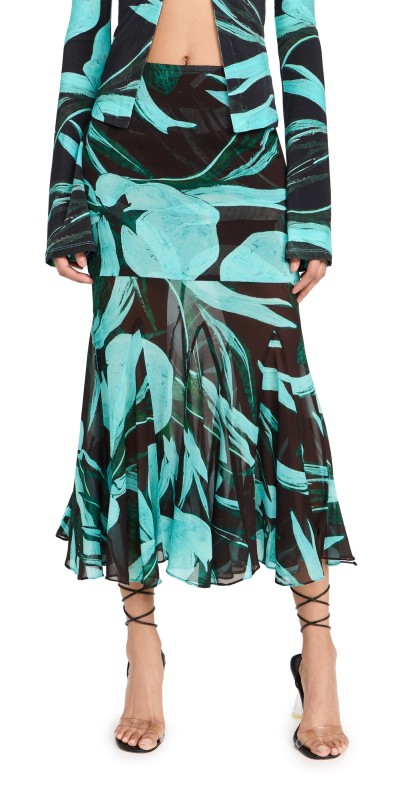 Louisa Ballou Sundown Skirt Turquoise Flower