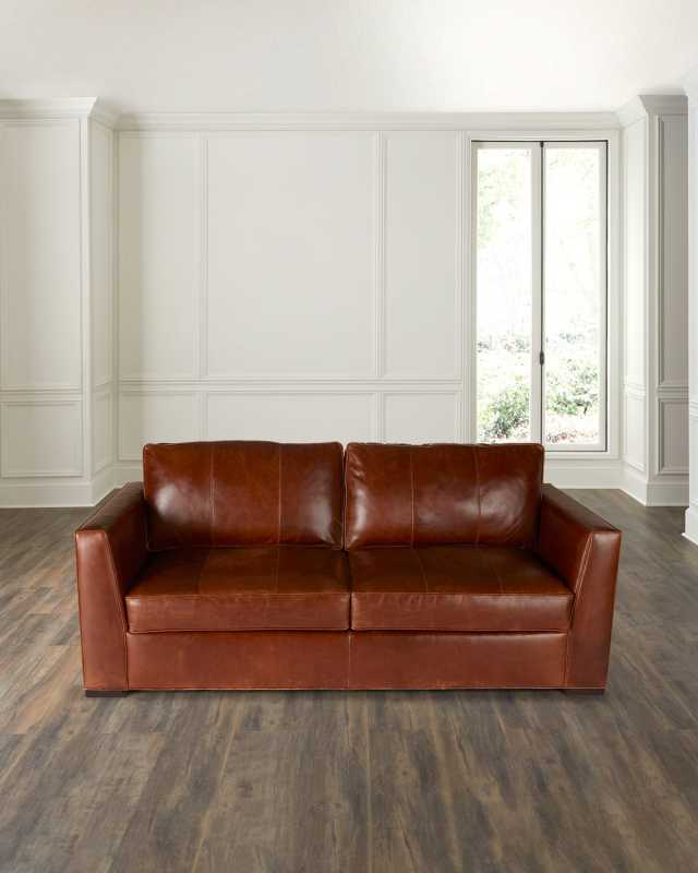 Eliana Leather Sofa, 85"