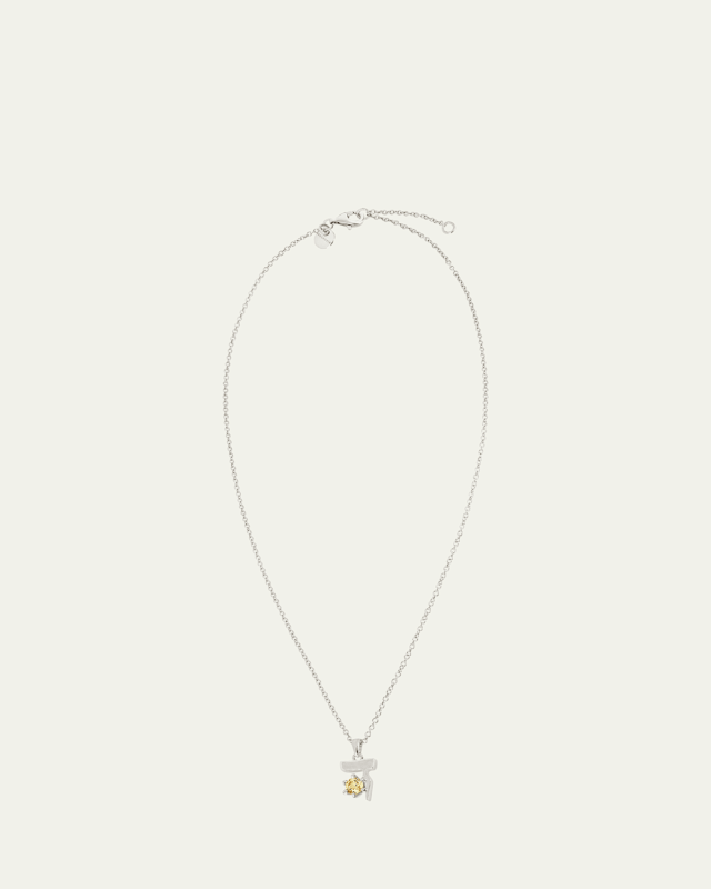 18K Gold Hebrew DALET Yellow Sapphire Initial Necklace, 18"L