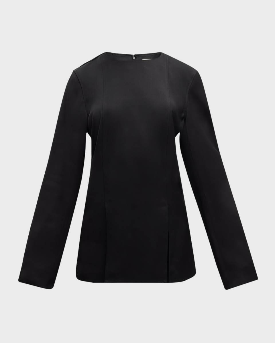 Renat Long-Sleeve Slits-Hem Blous