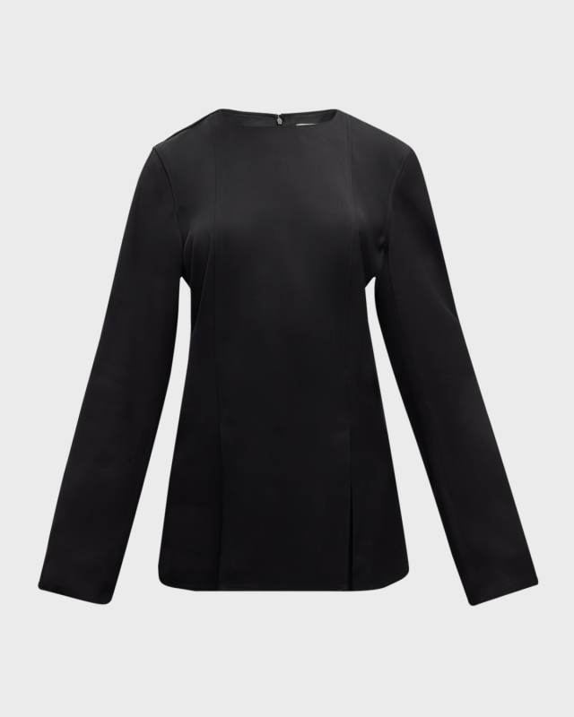 Renat Long-Sleeve Slits-Hem Blous