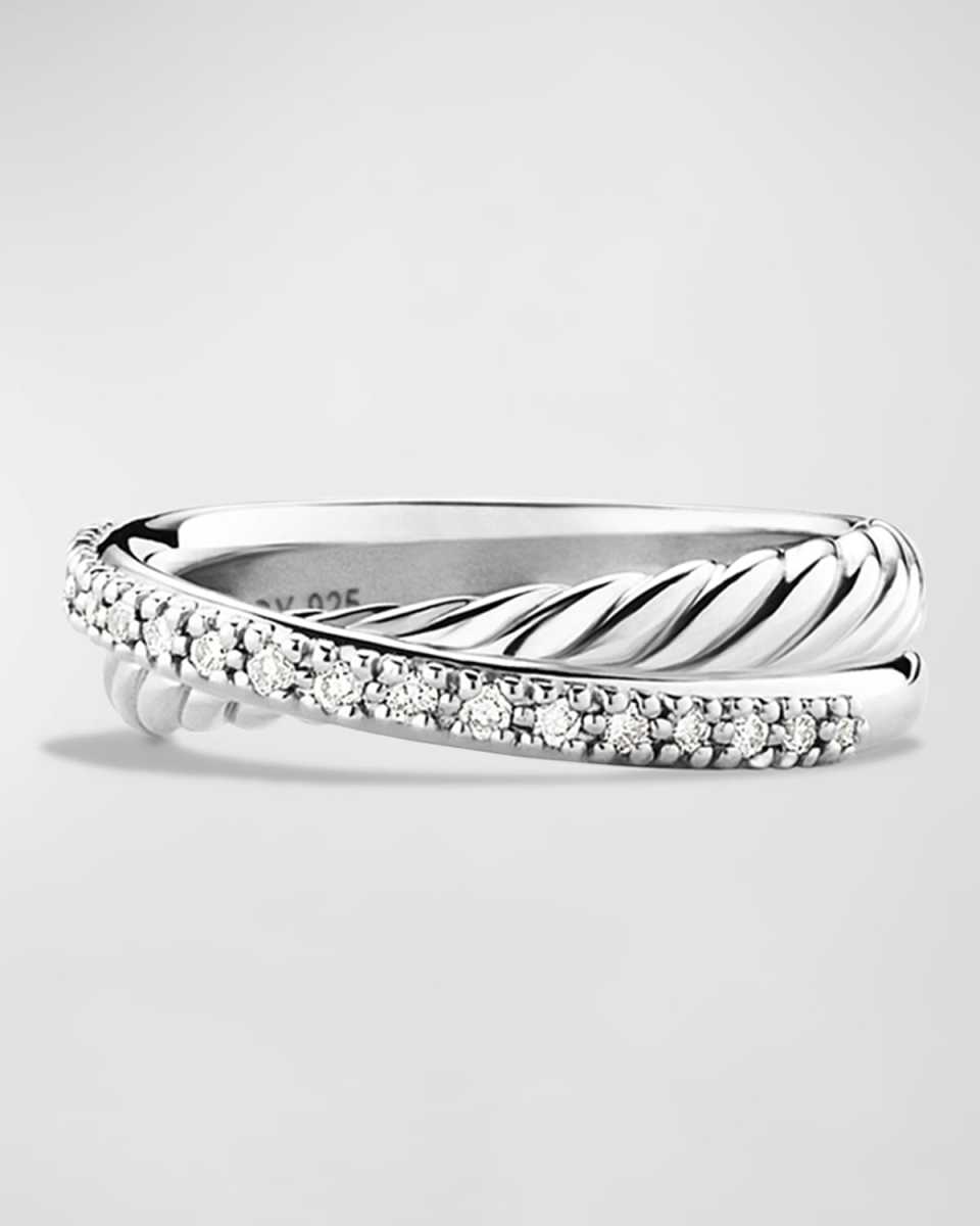 Crossover Ring with Diamonds