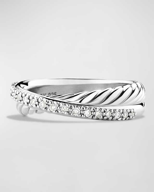 Crossover Ring with Diamonds