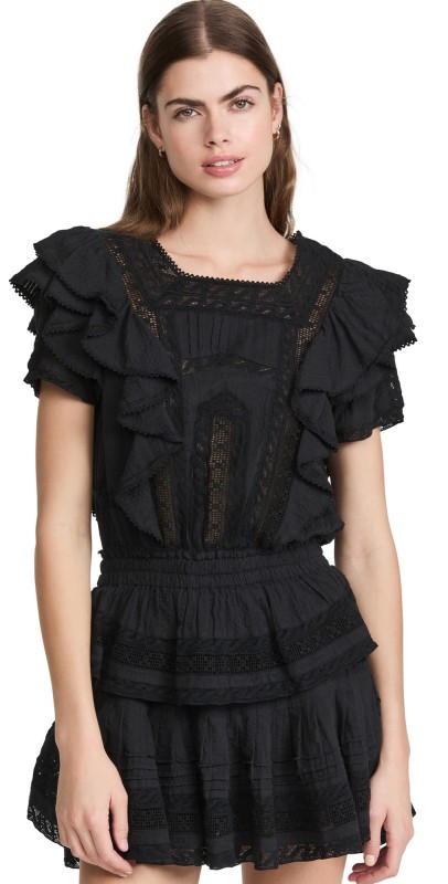 LoveShackFancy Stella Dress Black