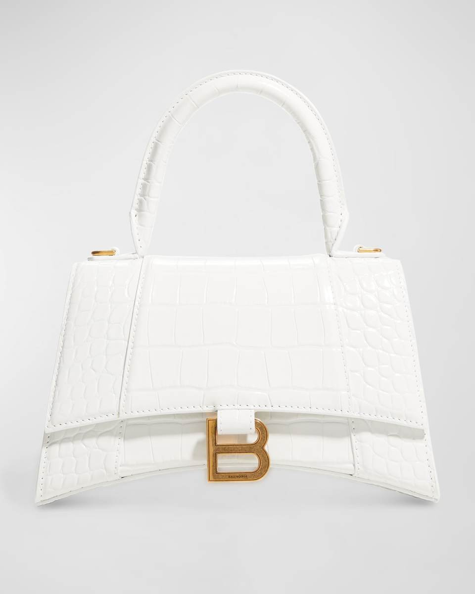 Hourglass Small Croc-Embossed Bag