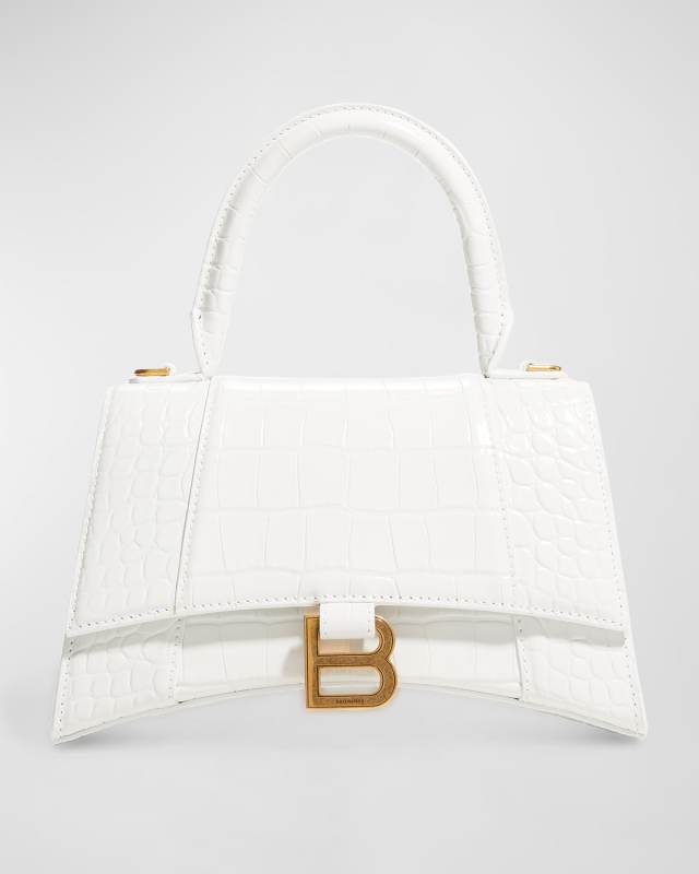Hourglass Small Croc-Embossed Bag