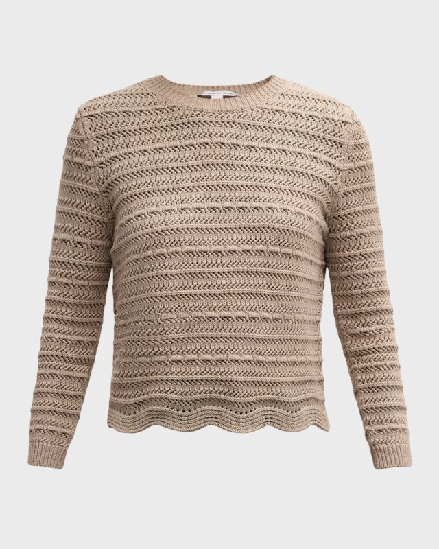 Scalloped Mixed-Stitch Sweat