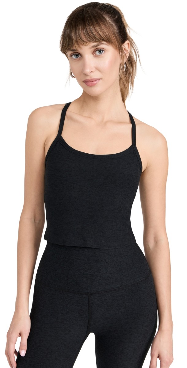 Beyond Yoga Spacedye Slim Racerback Cropped Tank Darkest Night