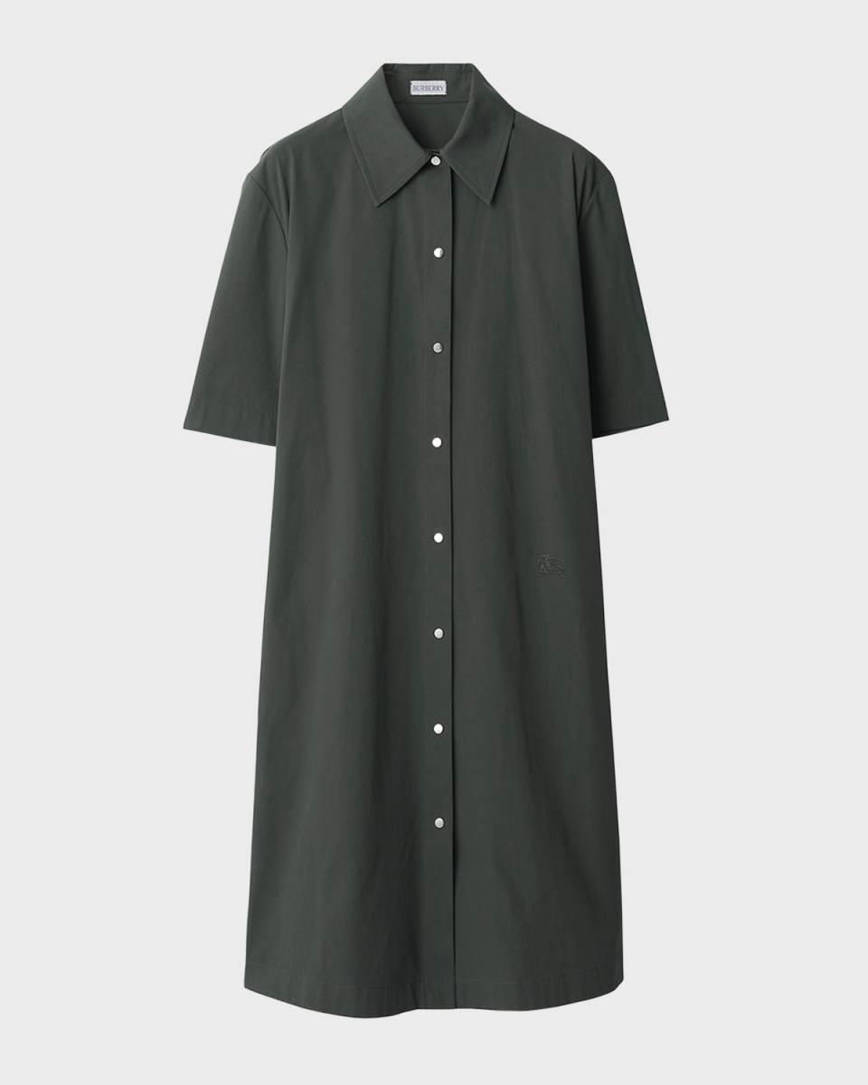 Short-Sleeve Snap-Front Shirtdress