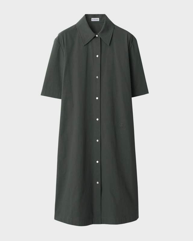 Short-Sleeve Snap-Front Shirtdress
