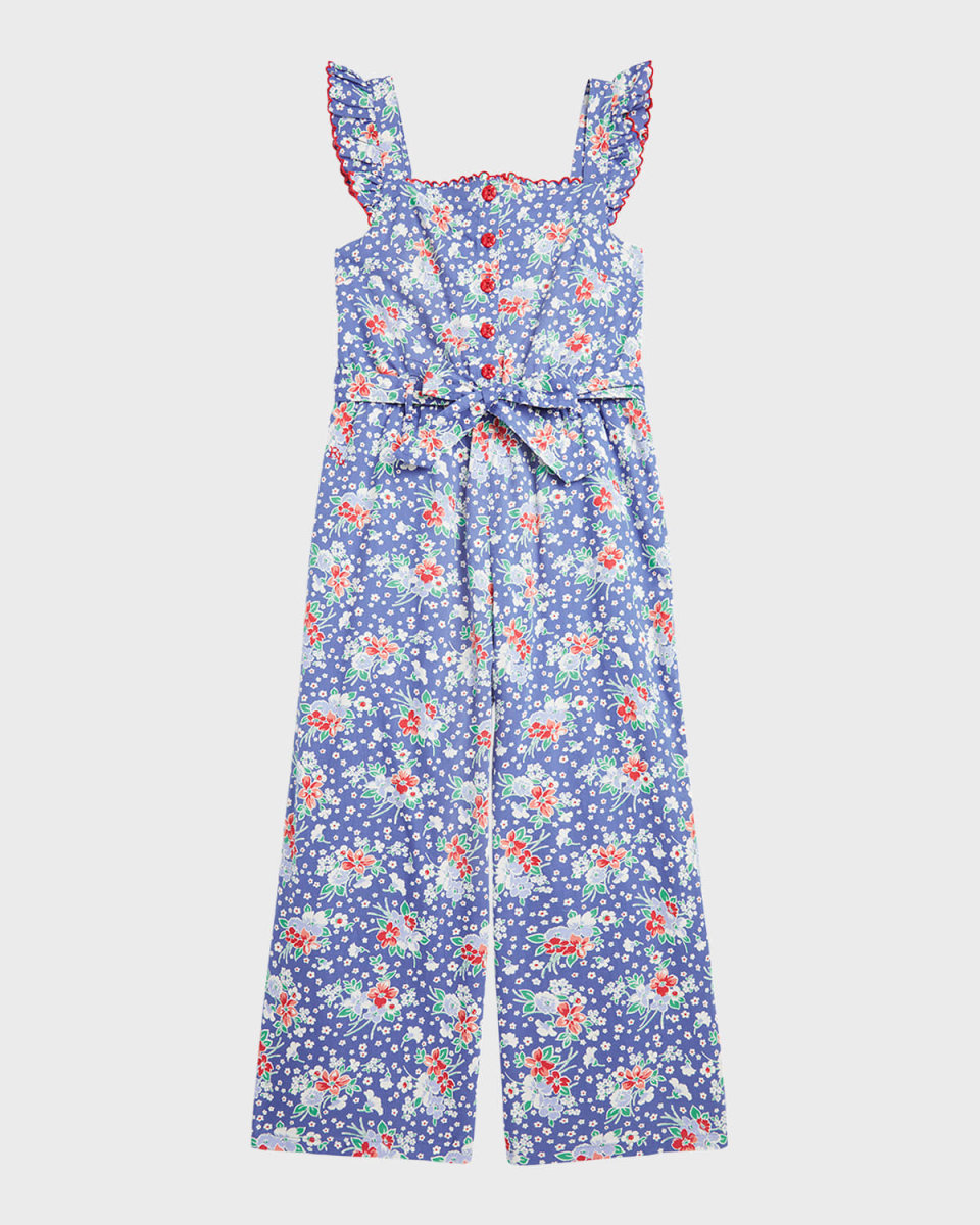 Girl's Floral-Print Wide Leg Jumpsuit, Size 7-16
