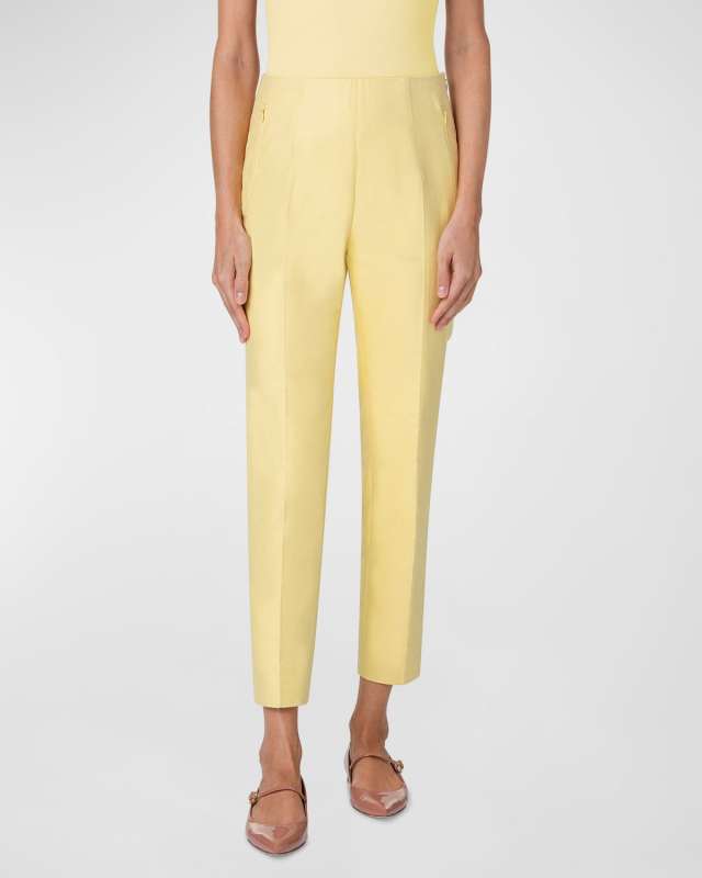 Conny Double-Face Cotton Slim Straight-Leg Pants