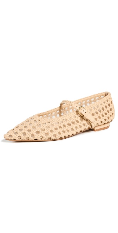 Ulla Johnson Woven Mary Janes Flats Natural