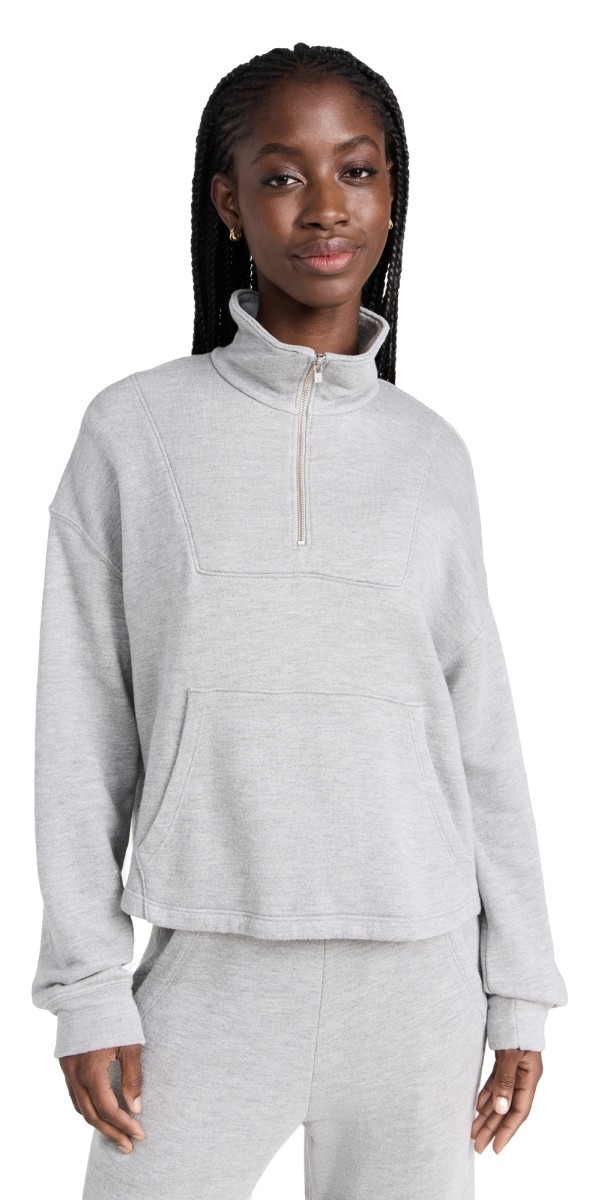 Year of Ours The Port Half Zip Sweatshirt Heather Grey