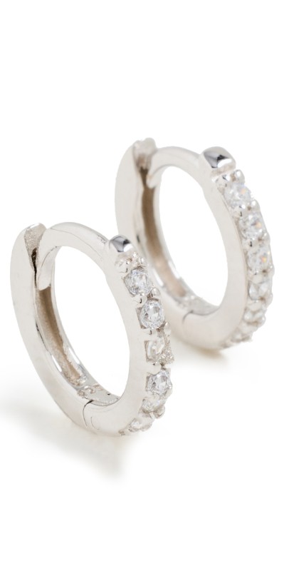 SHASHI Katerina Pave Hoop Earrings White Gold