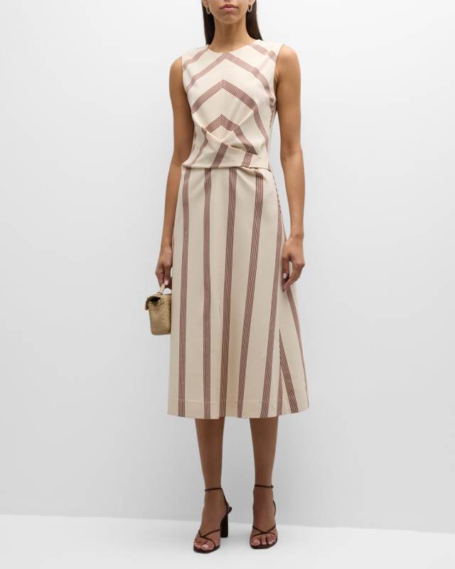 Theo Sleeveless Striped Crossover Midi Dress