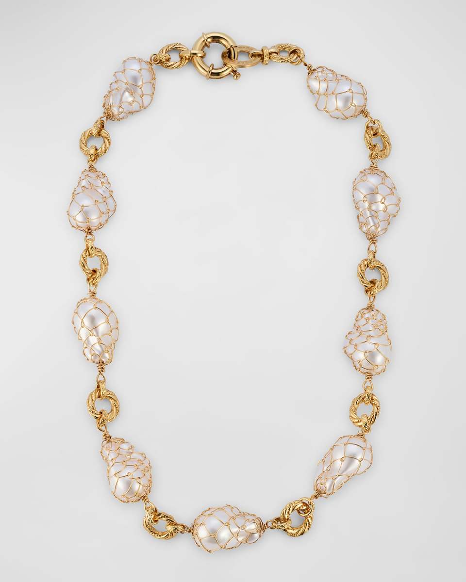 Rainbow Faux-Pearl Gold-Plated Necklace