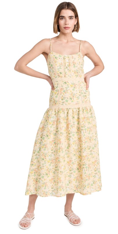 Lost + Wander Earth Angel Midi Dress Yellow Floral