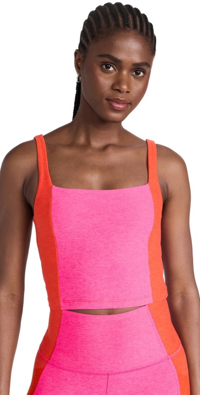 Beyond Yoga Spacedye Vitality Colorblock Cropped Tank Pink Punch/Firecracker