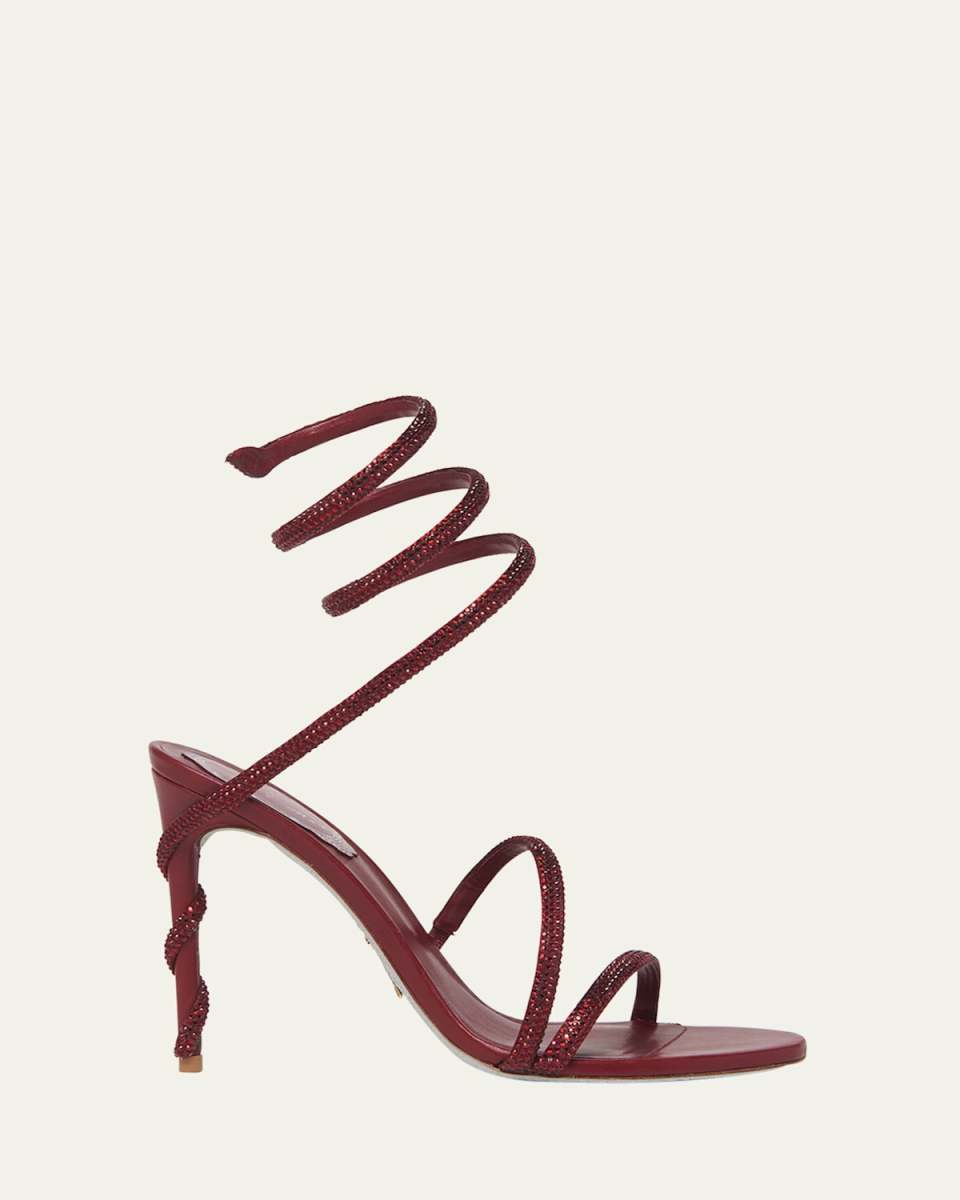 Strass Satin Snake-Wrap Stiletto Sandals
