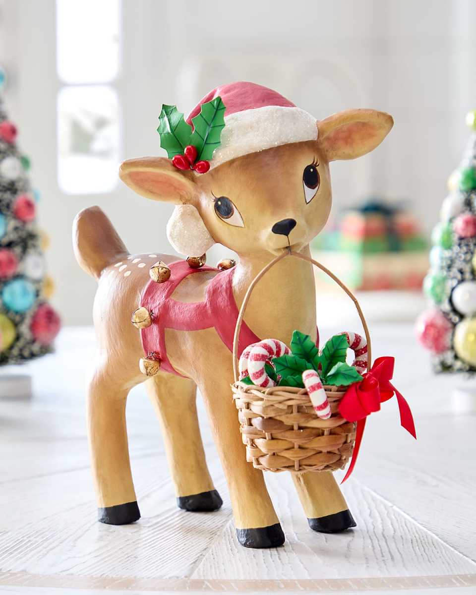Reindeer Carrying Basket Christmas Decoration