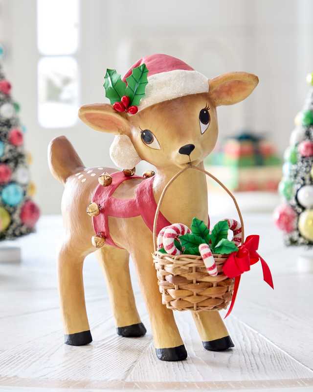 Reindeer Carrying Basket Christmas Decoration