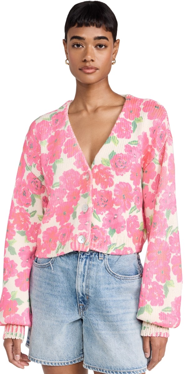 Show Me Your Mumu Clemmie Cardi Pink Floral Soiree Knit