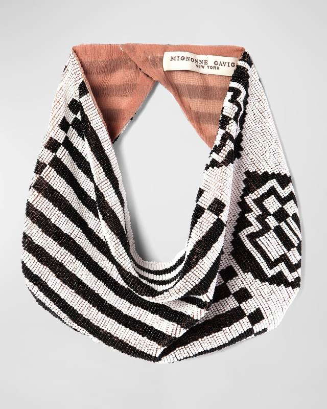 Aztec Geometric Beaded Scarf Necklace
