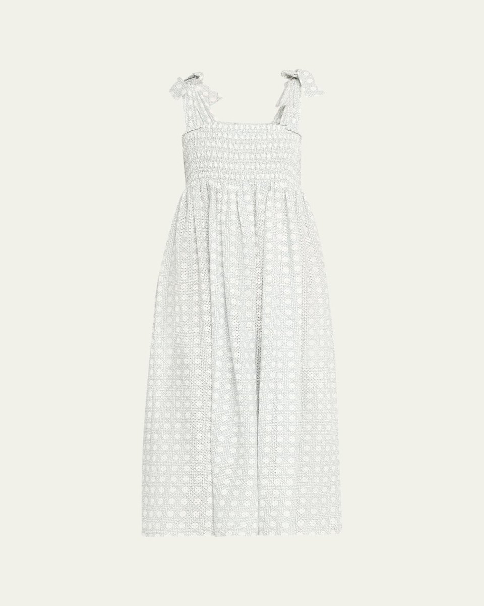 Lahaina Smocked Cotton Dobby Coverup Dress