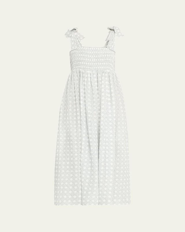 Lahaina Smocked Cotton Dobby Coverup Dress