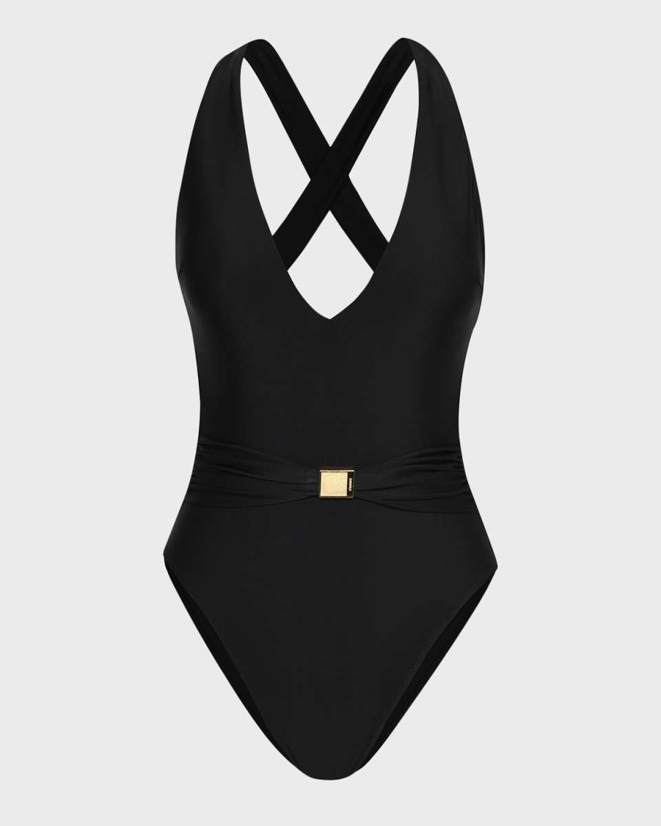 Lisa Solid Plunge One-Piece Swimsuit