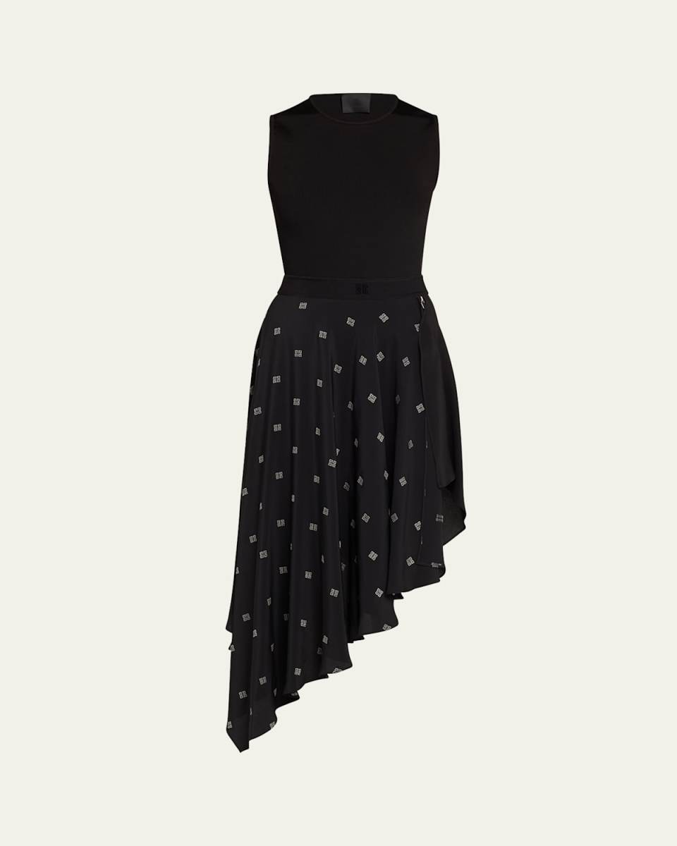 Asymmetric 4G Jacquard Sleeveless Midi Dress