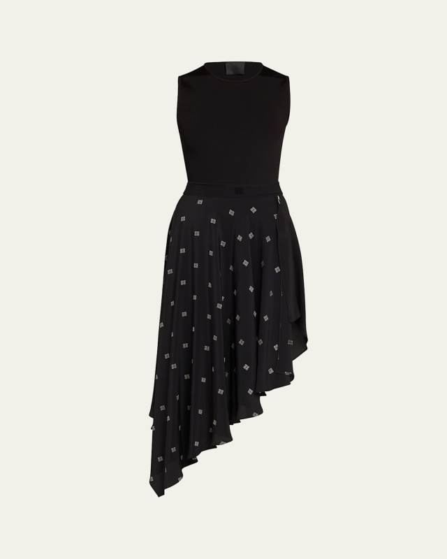 Asymmetric 4G Jacquard Sleeveless Midi Dress
