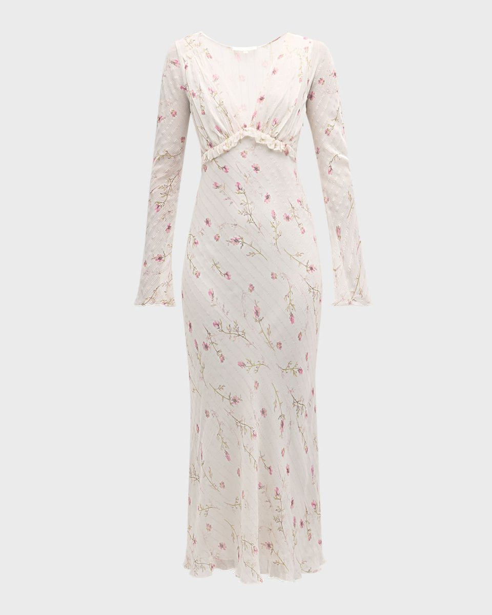Dalila Floral Metallic Deep V Maxi Dress