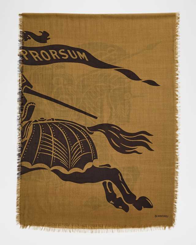 Equestrian Knight Printed Wool Scarf