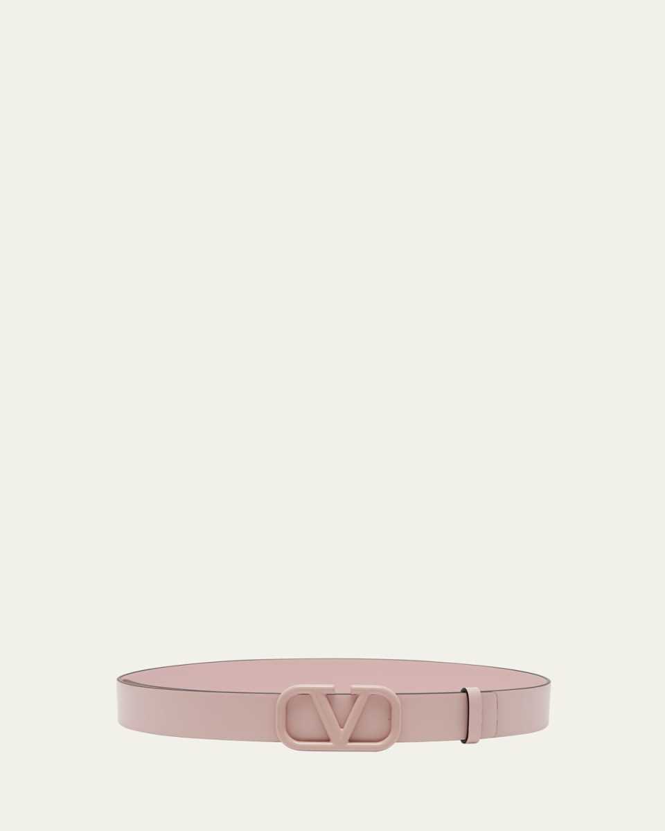 V-Logo Pink Leather Belt