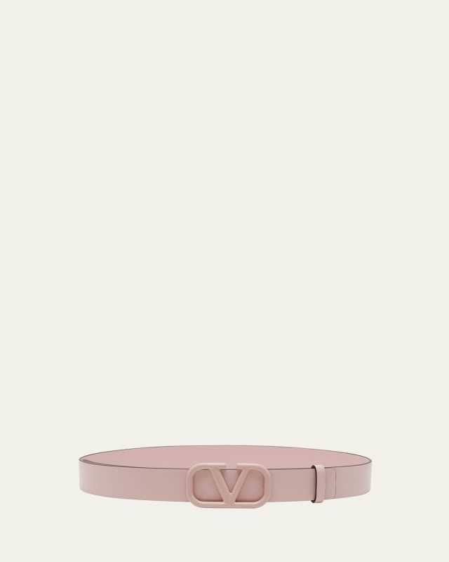 V-Logo Pink Leather Belt