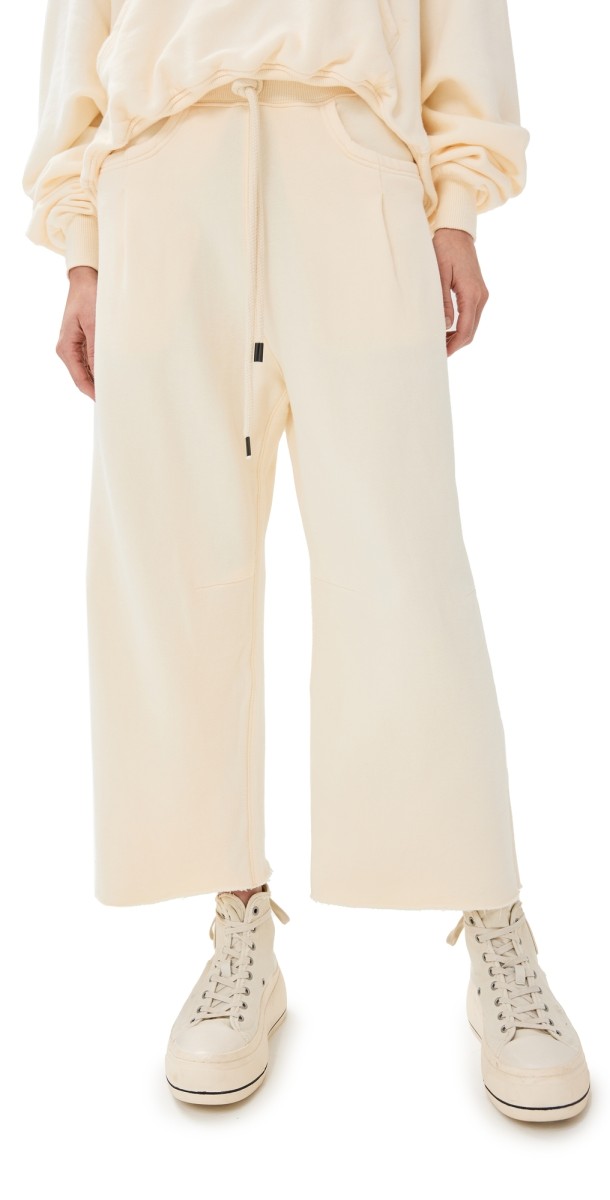 R13 Cropped Pleated Sweatpants Natural