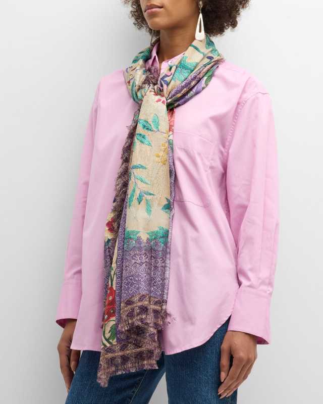 Embroidered Silk Scarf