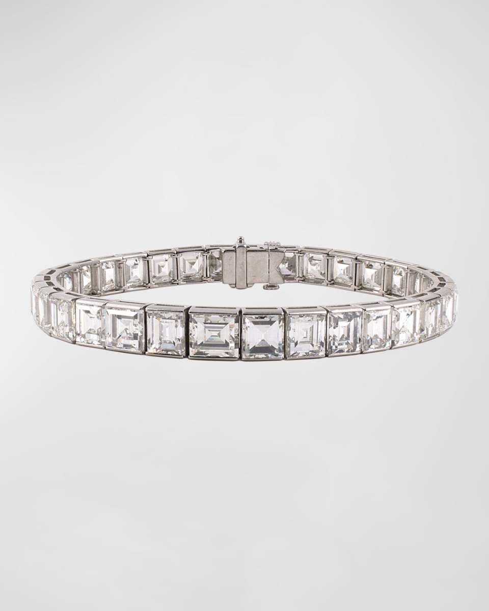 Platinum Art Deco Diamond Tapered Line Bracelet.