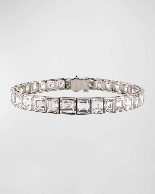 Platinum Art Deco Diamond Tapered Line Bracelet.